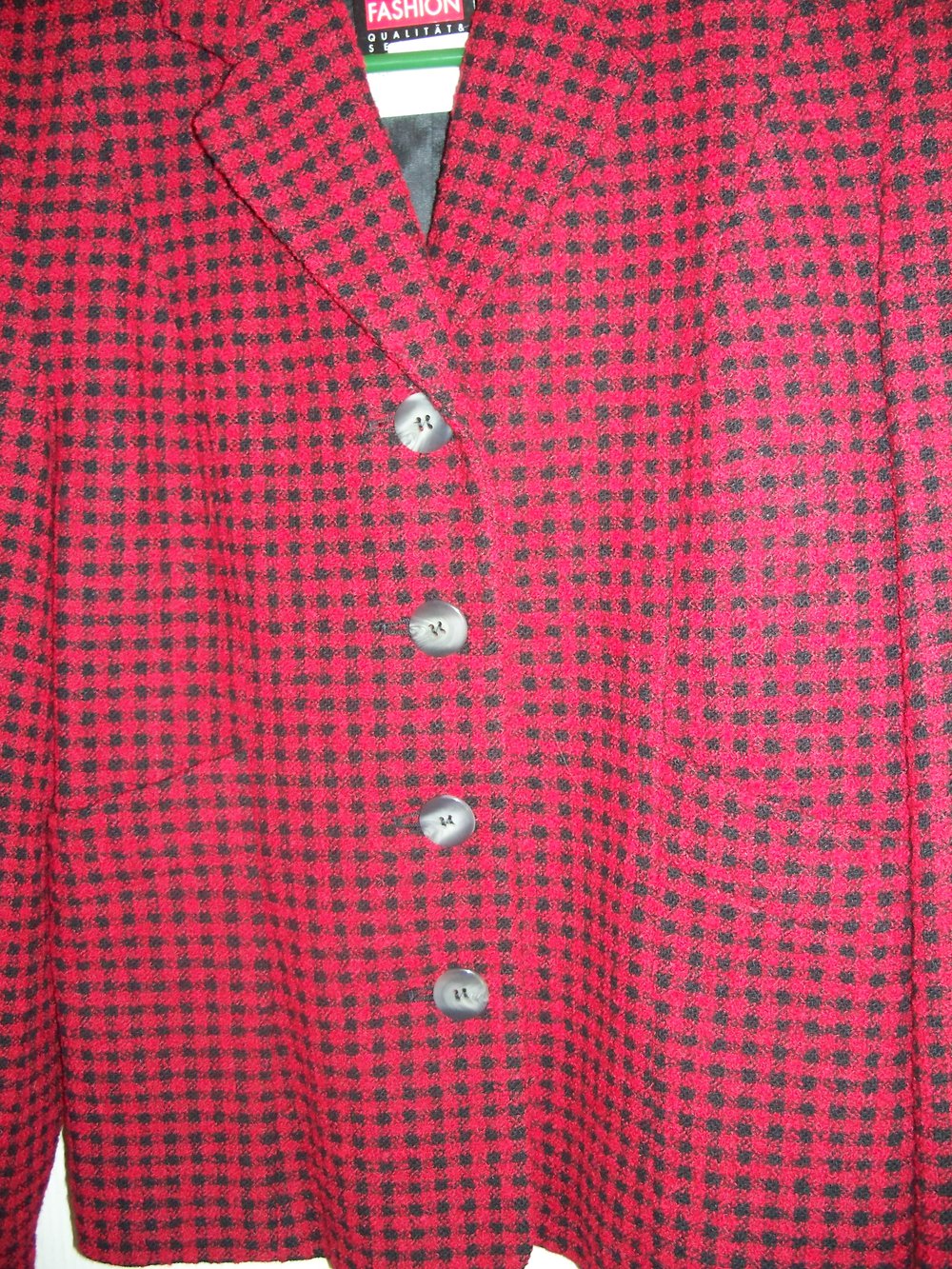 VINTAGE// Blazer aus Wollmischung von *Oktakvia* rot schwarz kariert Herbst