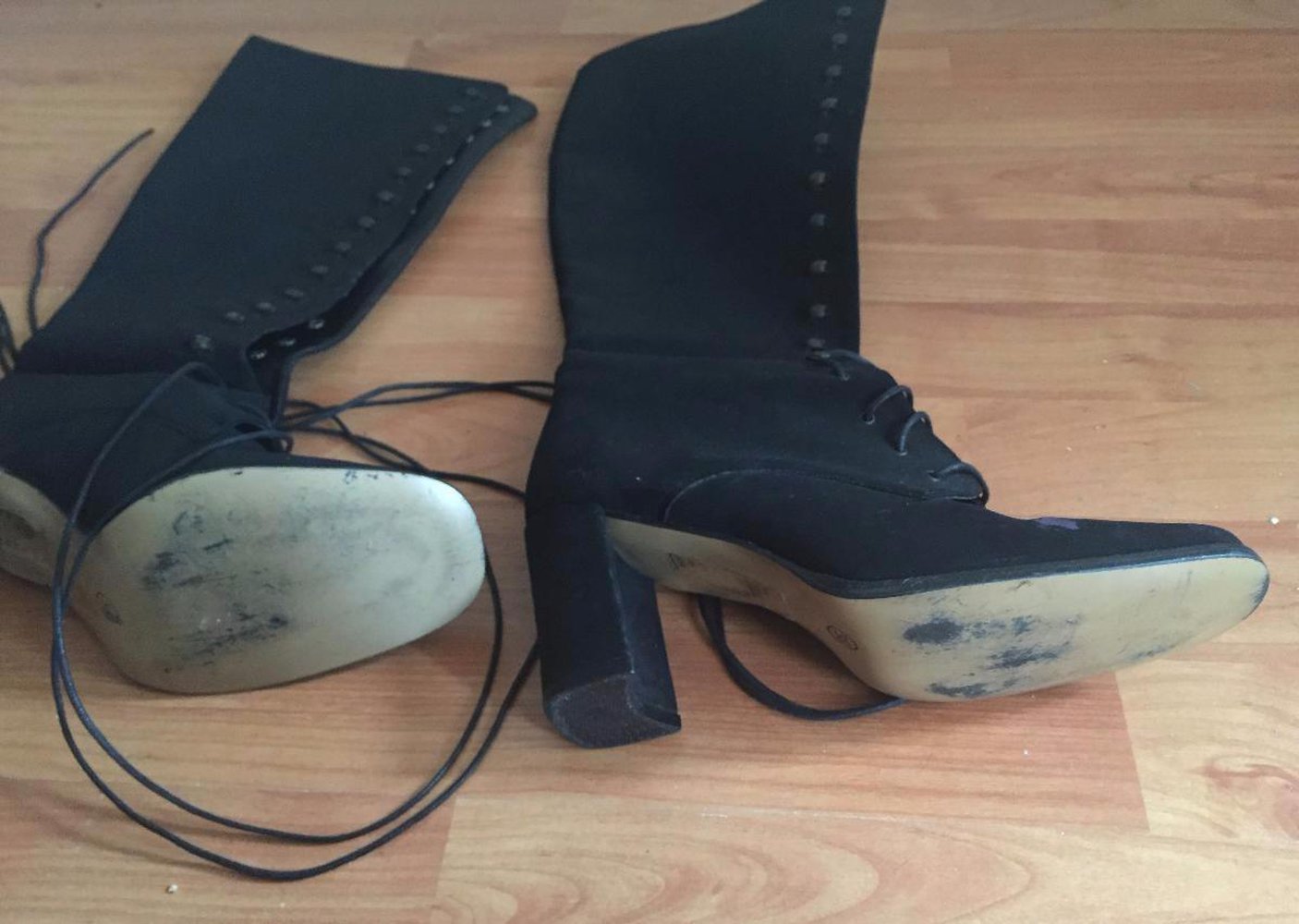 Schnürstiefel Milleniumstyle Wildlederoptik schwarz