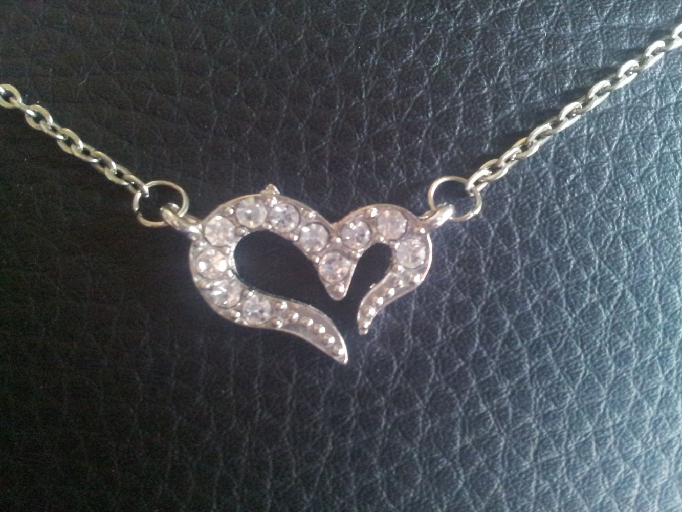 Modeschmuck Kette Herz silber Strass