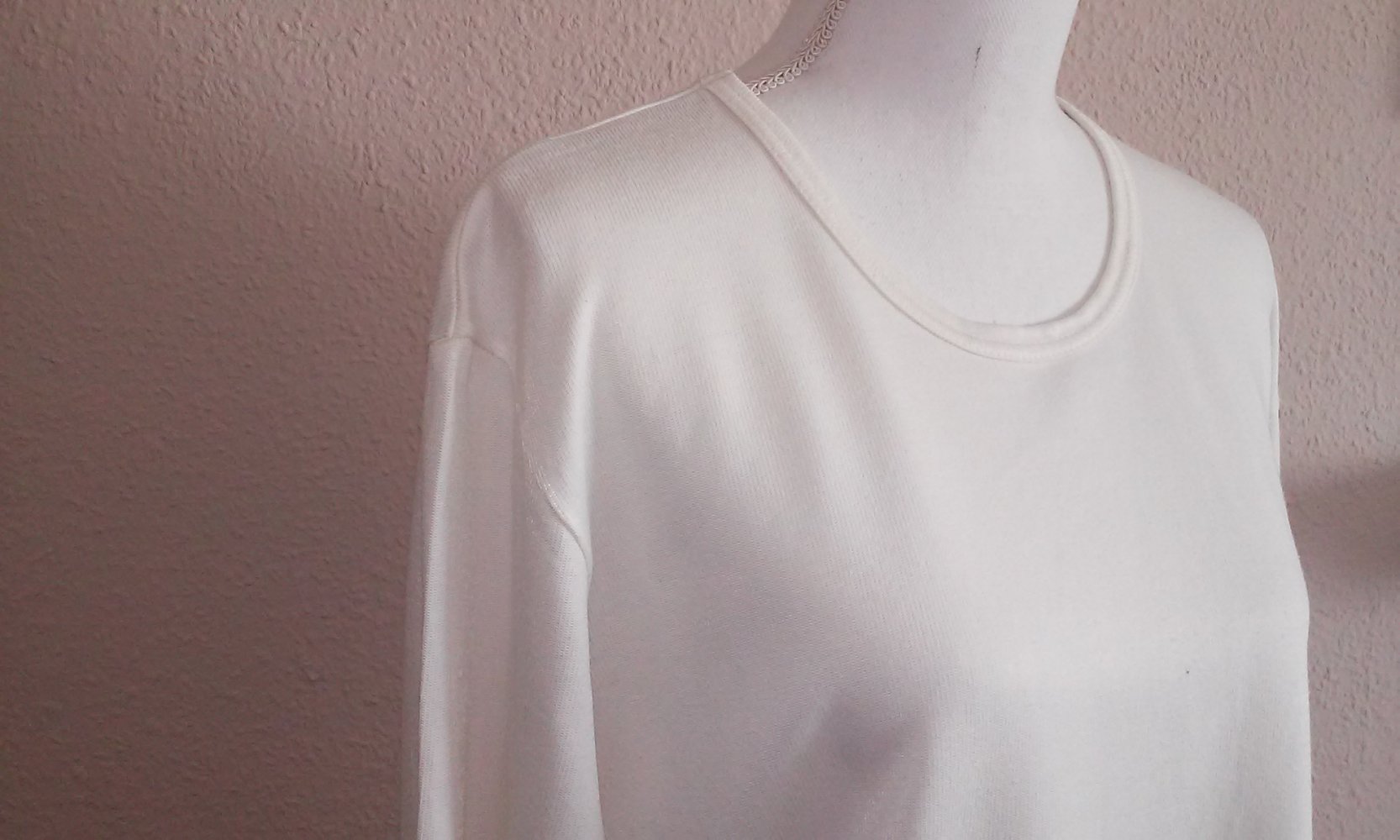 Sweatshirt Langarm Shirt Rundhals Pulli Freizeit/Sport/Unterzieher Basic-Oberteil (weiß/ecry)