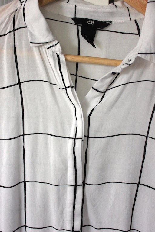 Weiß-Schwarz karierte Bluse H&M