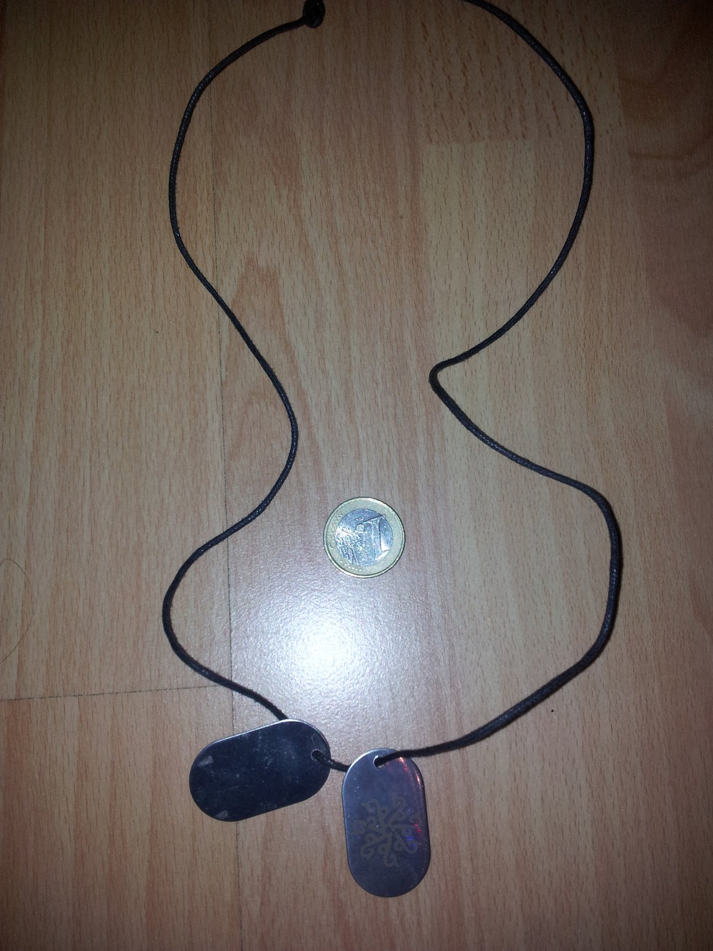  Modeschmuck Kette mit 2 Marken silber