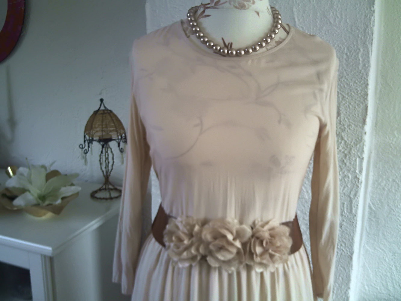 Feenkleid Tüllblüten nude creme 40