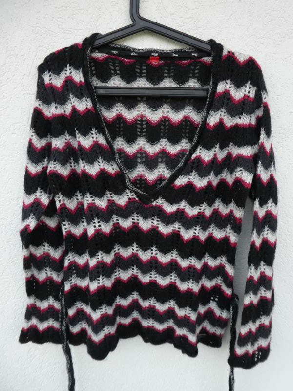 s.Oliver – Damen Grobstrick-Pulli mit V-Neck und Schnürung - Gebraucht
