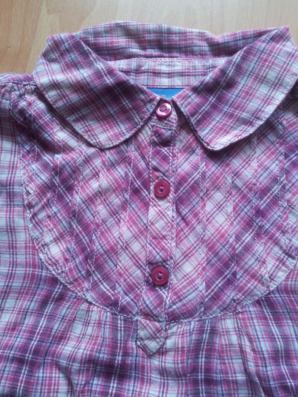 Bluse Hemd lila rosa pink weiß kariert Gr. 86 
