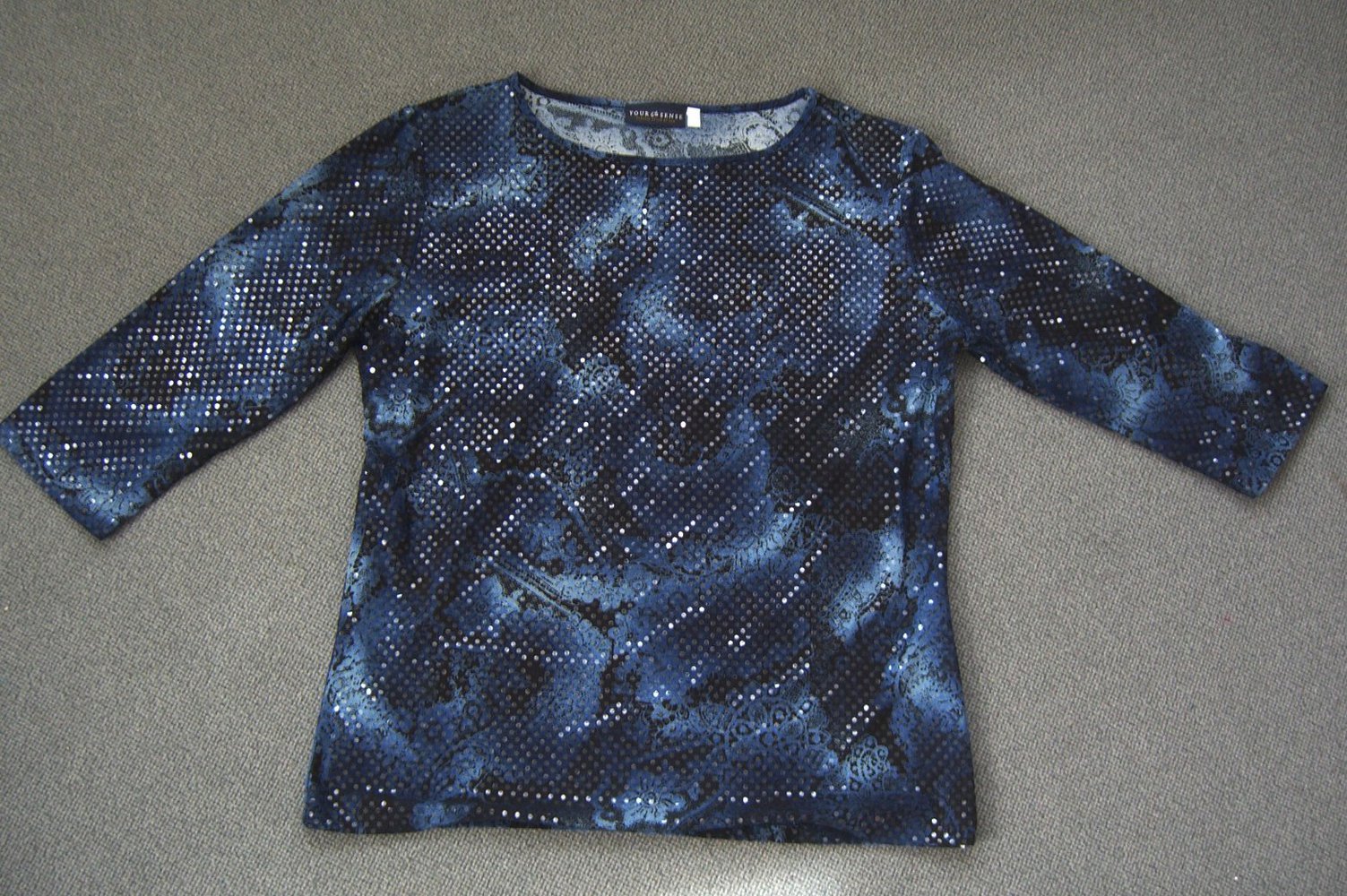 Paillettenshirt, blau/schwarz