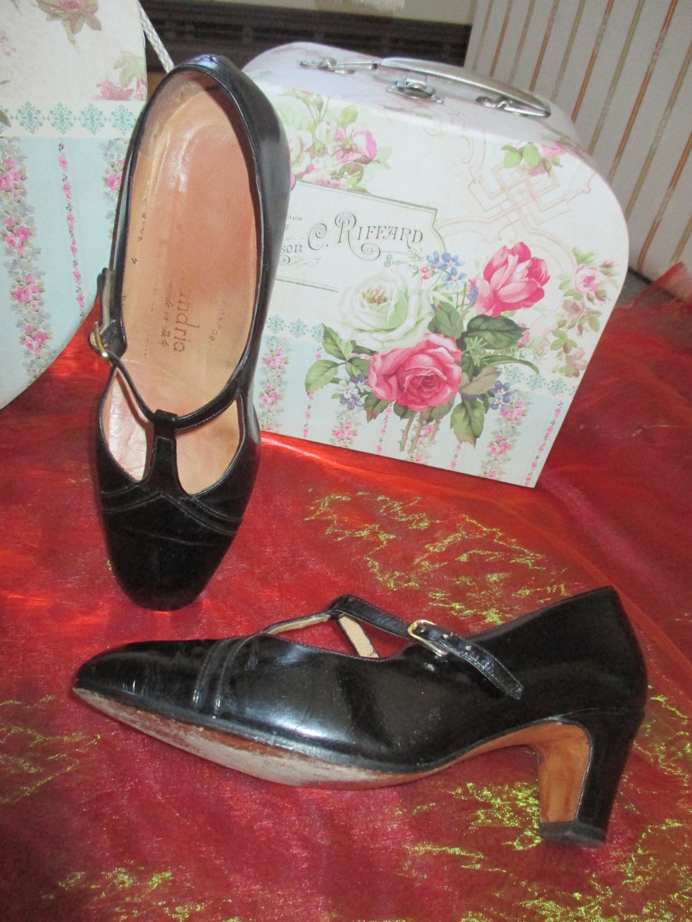   Original Granny VINTAGE * Lack- Leder * High- Heels * Mary Jane * Spangen PUMPS * SCHUHE 