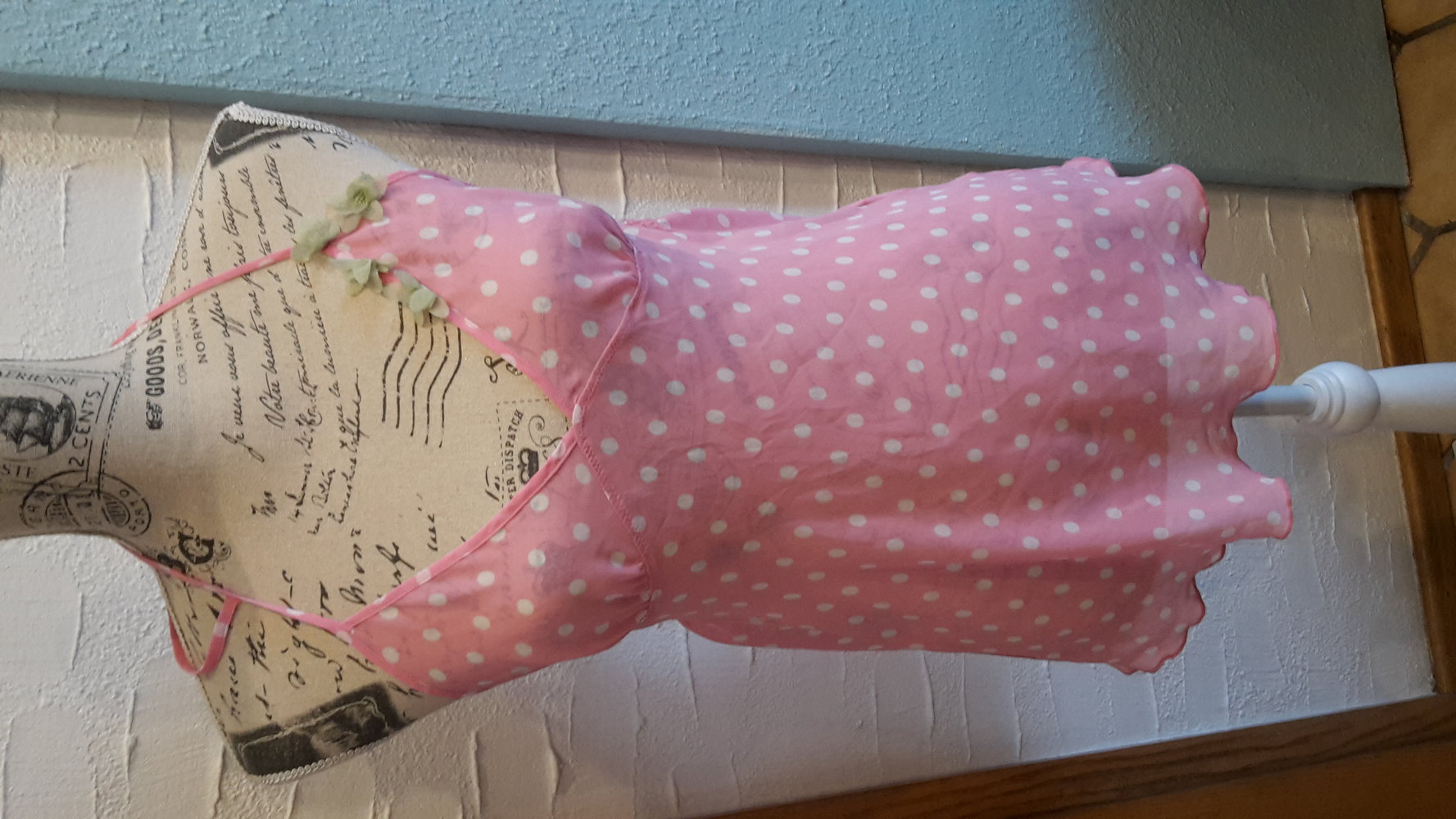 Top, Sommertop, Süß, Punkte, Erdbeere, rosa, Blüte Gr. M/38 top!