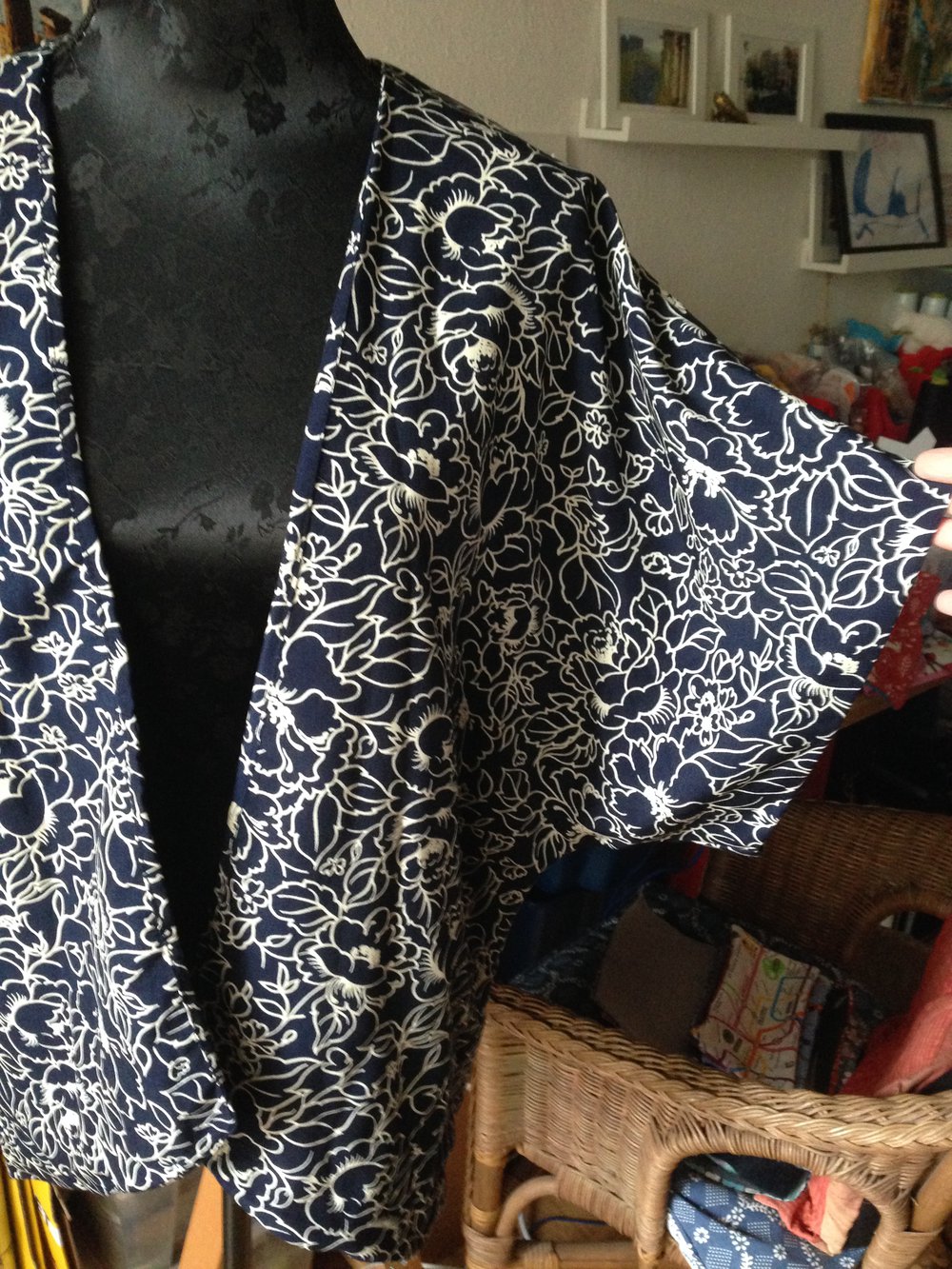 blau / weiße Kimono Jacke 