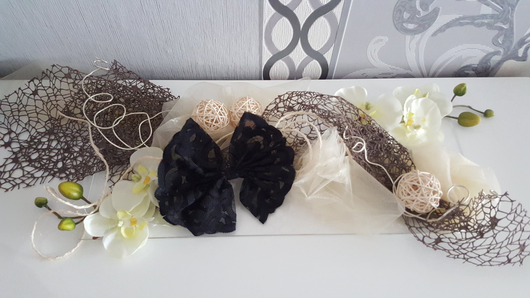 Lolita Cosplay Accessoire Schleife groß schwarz Haarschmuck Spitzen 