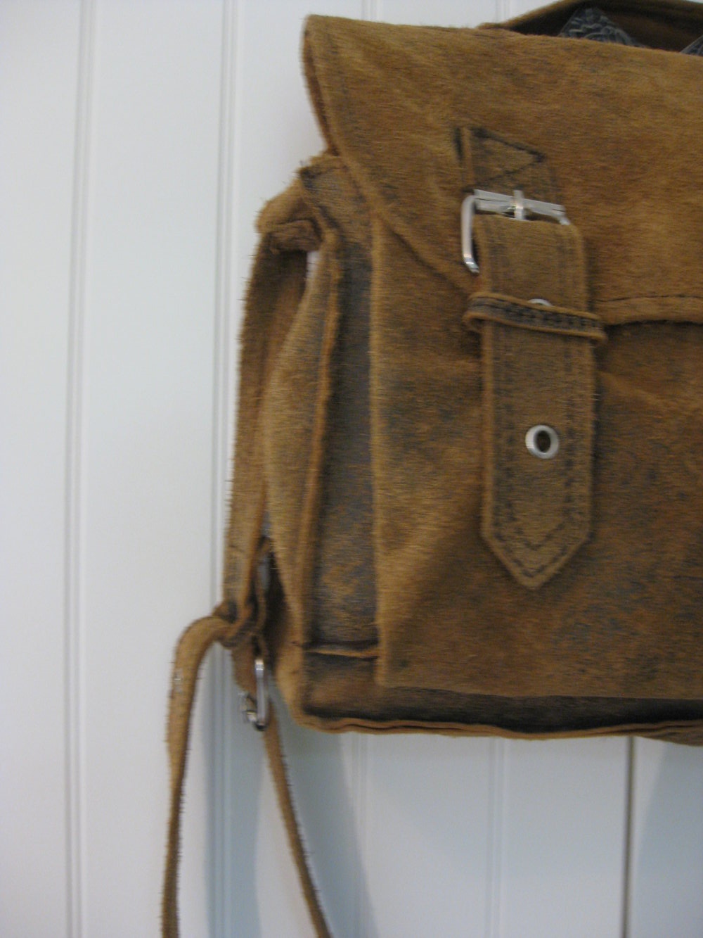 braune Vintage Ledertasche/ Schultasche zum Umhängen