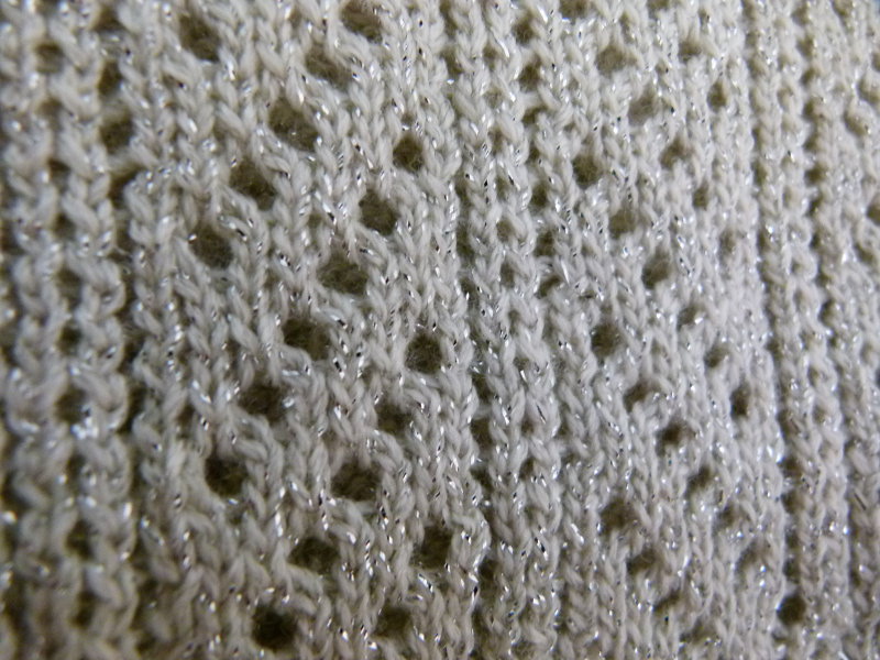 Strick Top aus den 70ern, hellgrau mit Glanzfäden, Boho Mori Sommer Goa Festival Strand 70s Retro Vintage