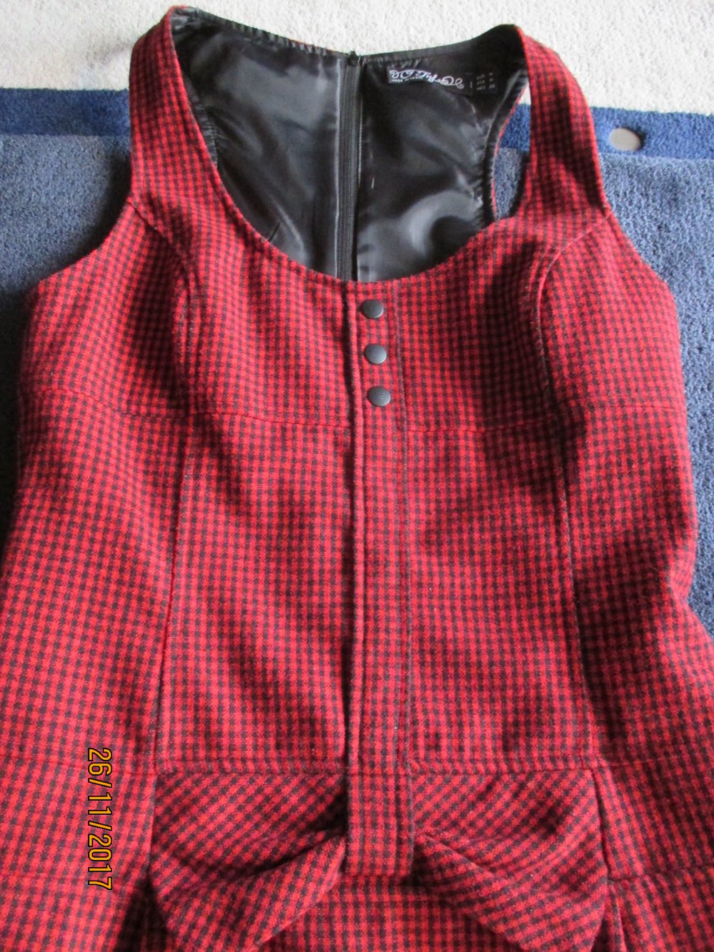 Rot-schwarz kariertes Winterkleid, Gr. S