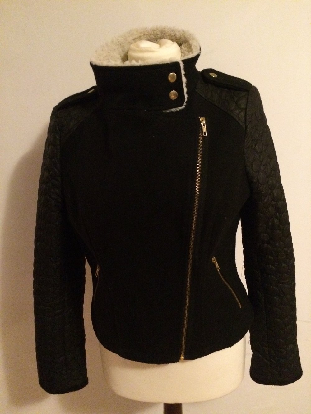 Biker Jacke Winter warm mit Fell und Stepp