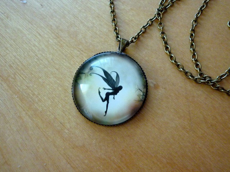 Kette Elfe Fee Mädchen Vintage Fairy Gothic bronze schwarz Goa Emo