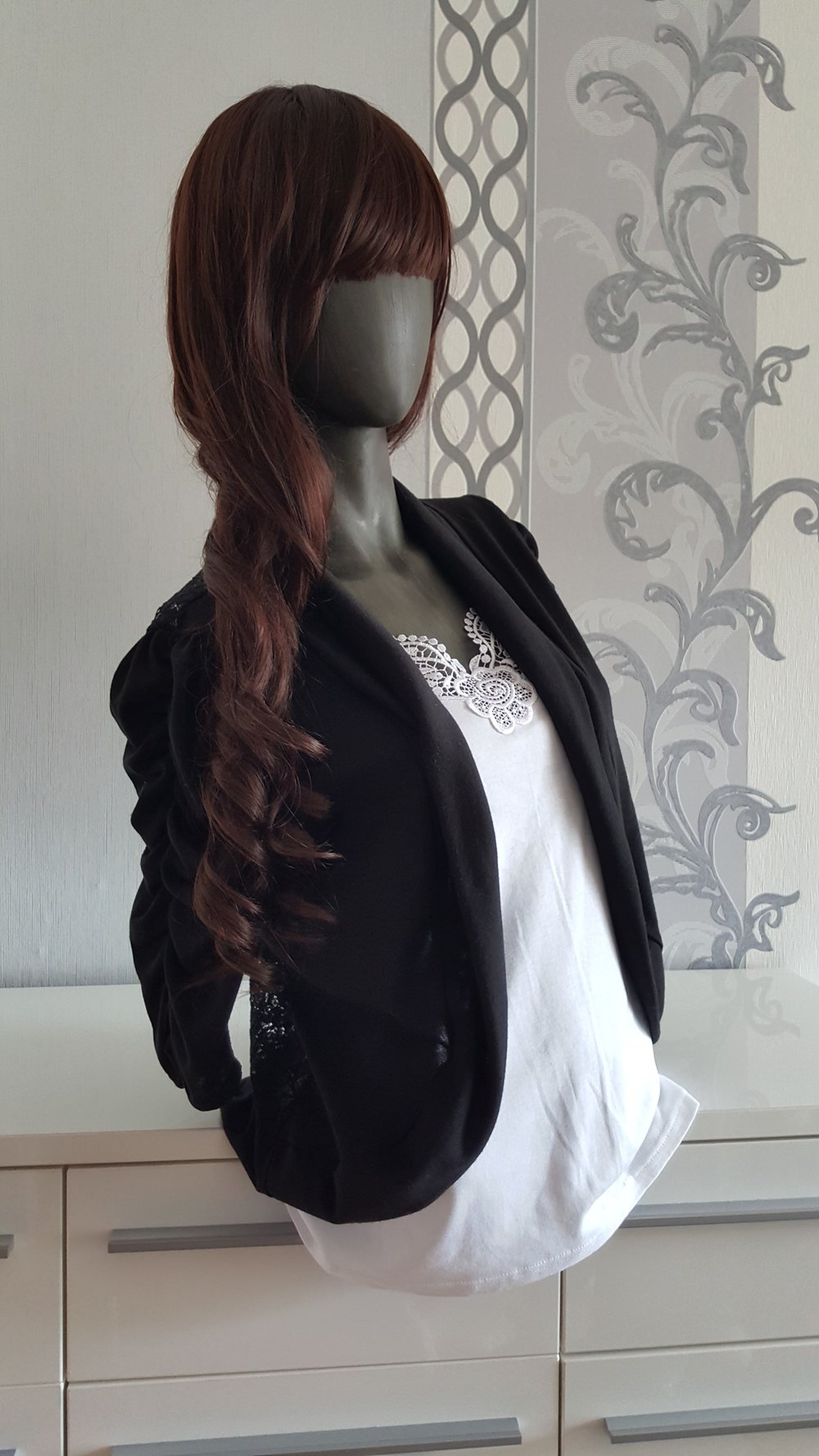 Cardigan schwarz it Spitzen am Hinten 40 L 