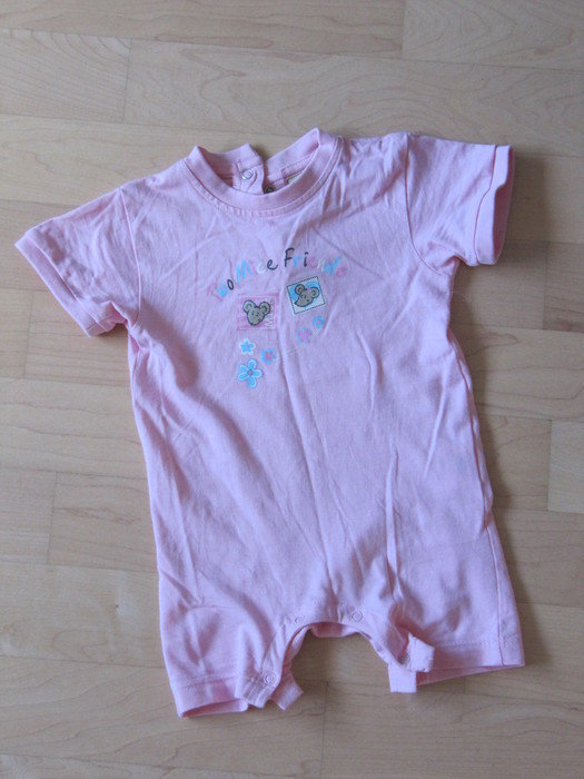 Baby Strampler Spieler Schlafanzug rosa Mädchen mit Mäuschen 74/80