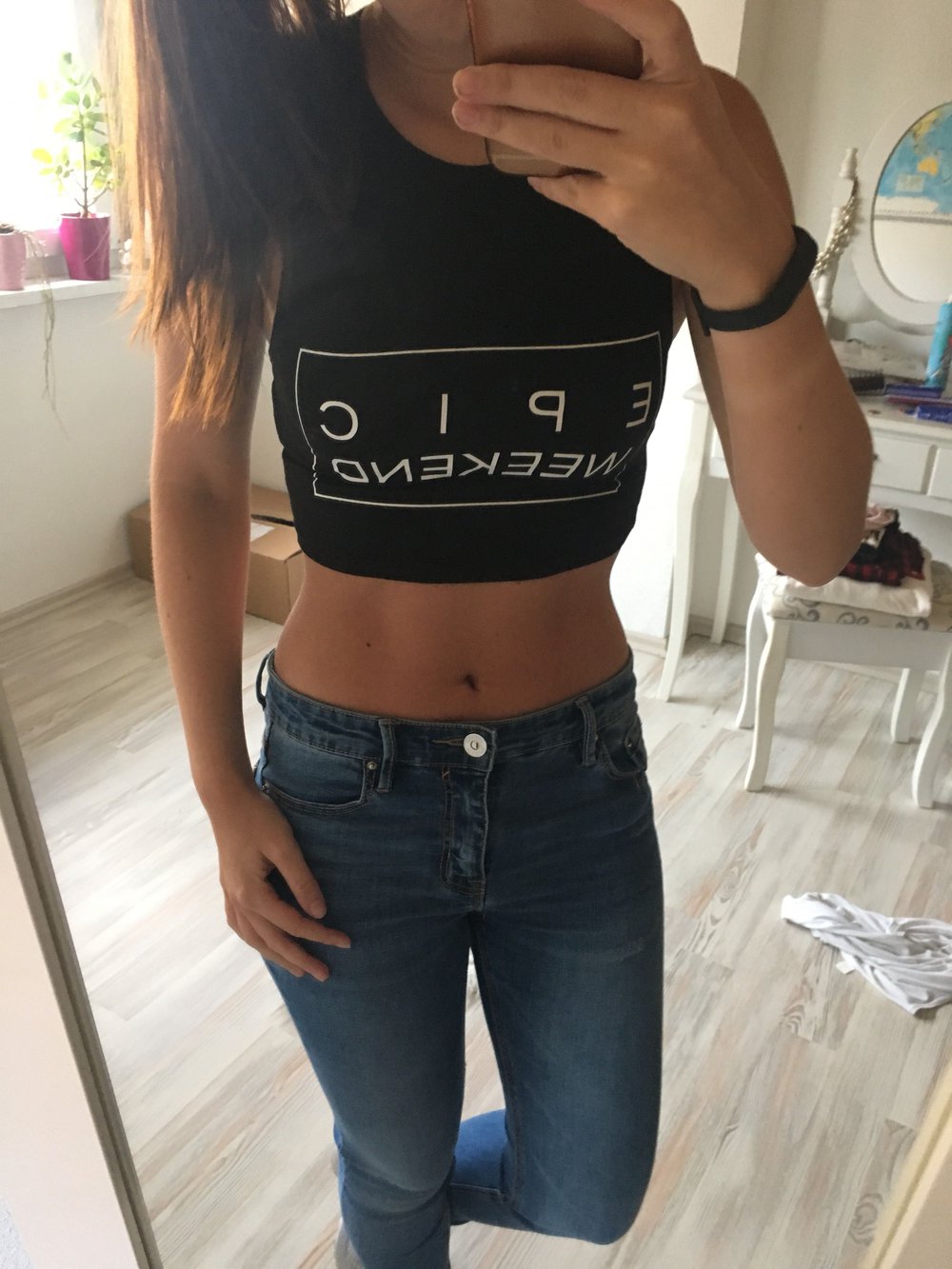 Crop Top - Gr. XS - schwarz