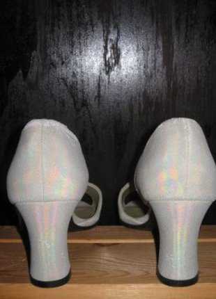 Damen Canvas Pumps hohe Schuhe weiß Perlmutt Gr. 37 / 4