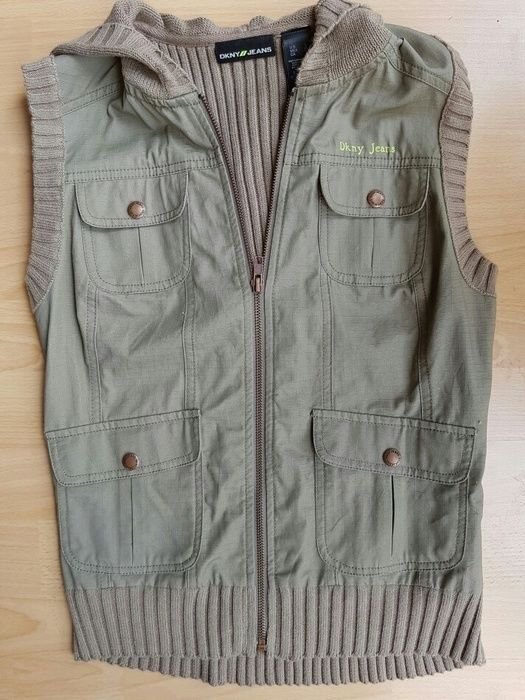 Schicke army-style Weste, DKNY Jeans, 38/40, ärmellos, mit Kaputze