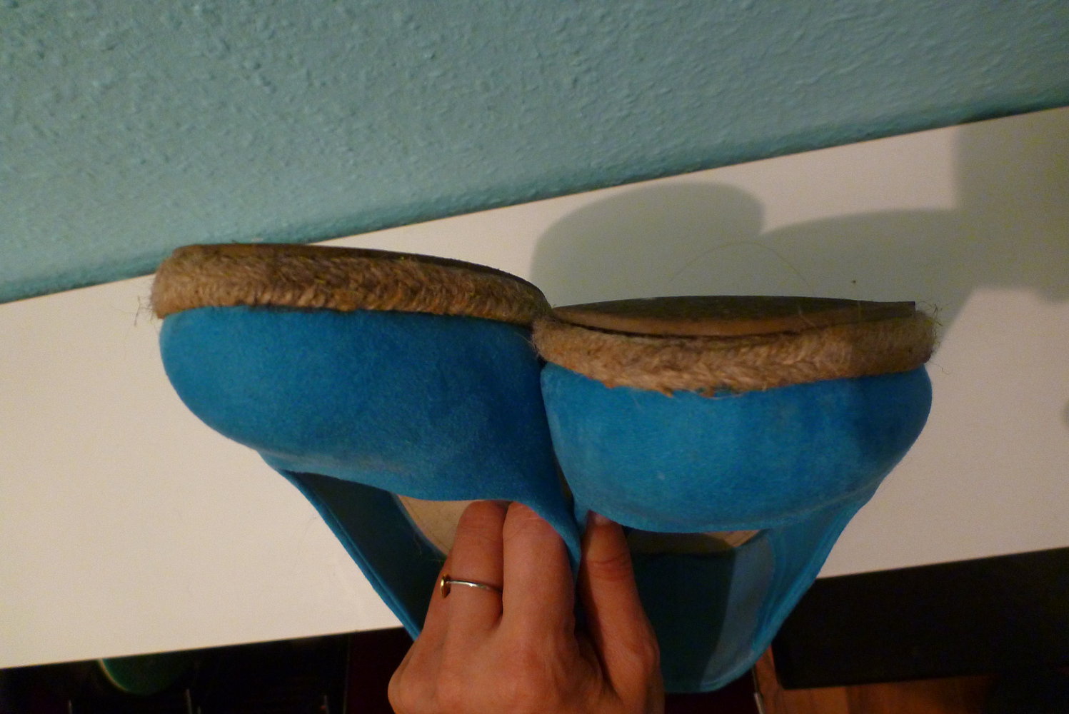 Wedges Keilabsatz Pumps, türkis, Gr. 40