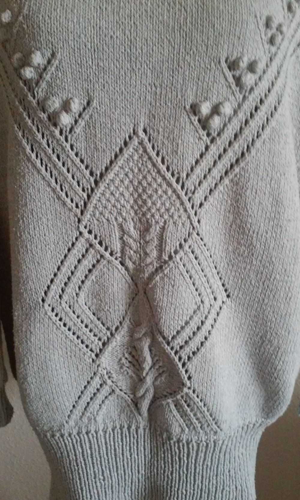 Handarbeit Rollkragenpullover Wolle (nur Materialpreis) handgestrickt  hellgrau  Gr. 44 