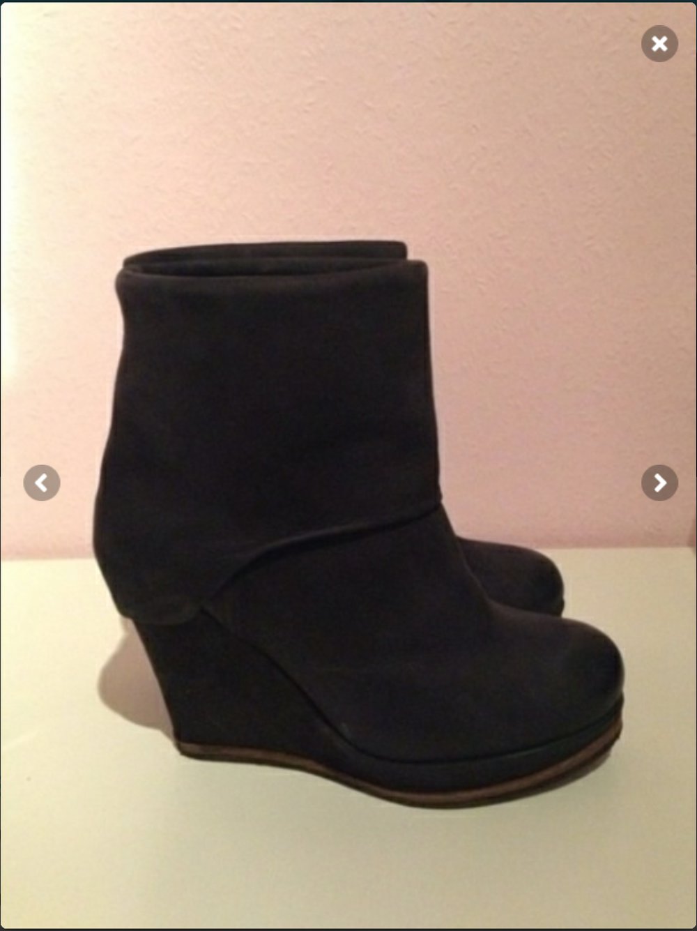 Leder Keilabsatz Stiefel Wedges Gr 36 schwarz