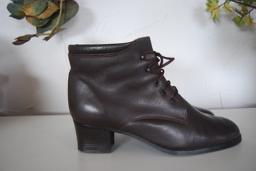 Leder  Vintage  Schnürstiefeletten  Boots Schuhe  Trendi