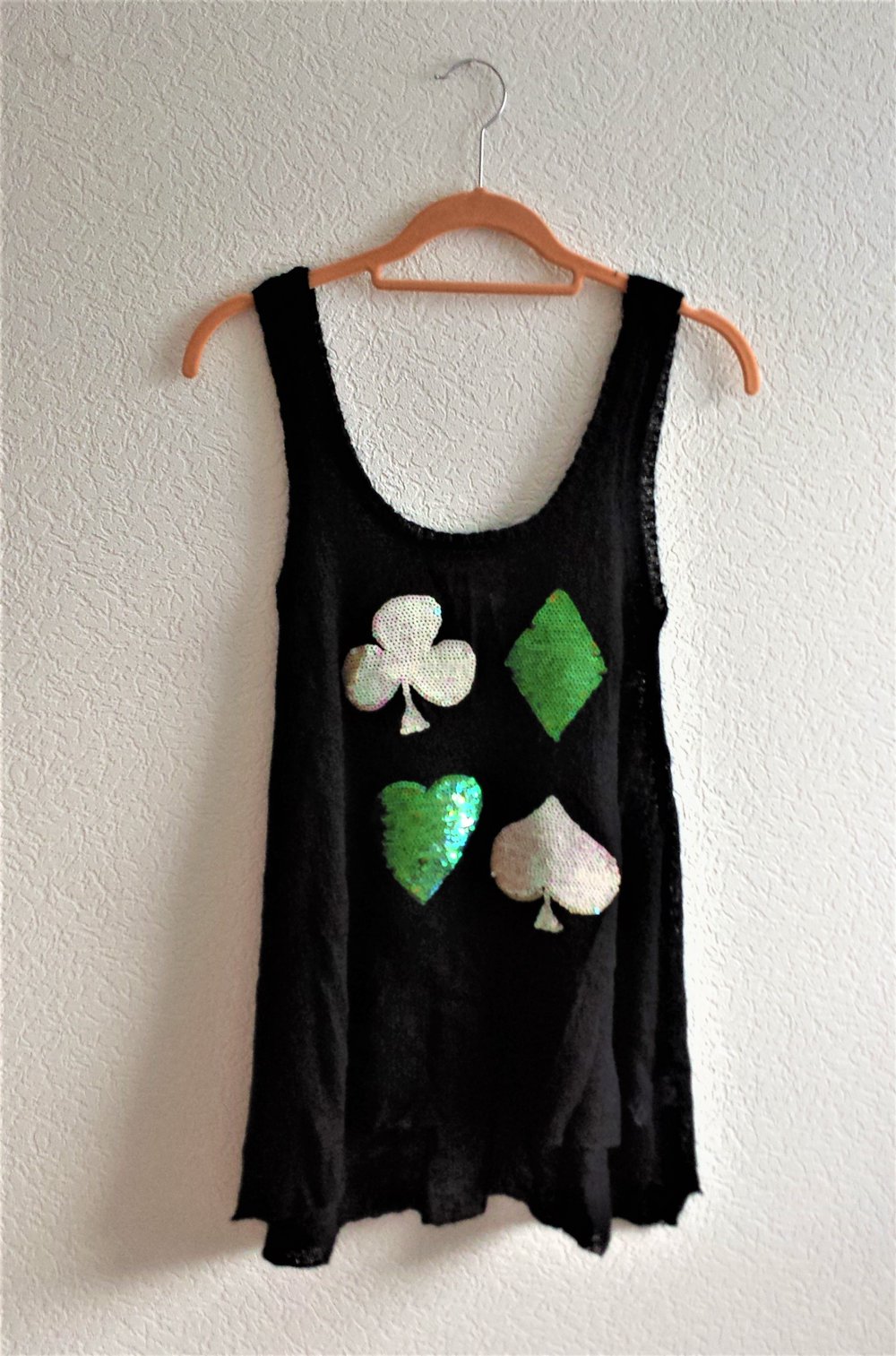 Wildfox schwarzes Oberteil/kurzes Kleidchen mit Spielkartenmotiven