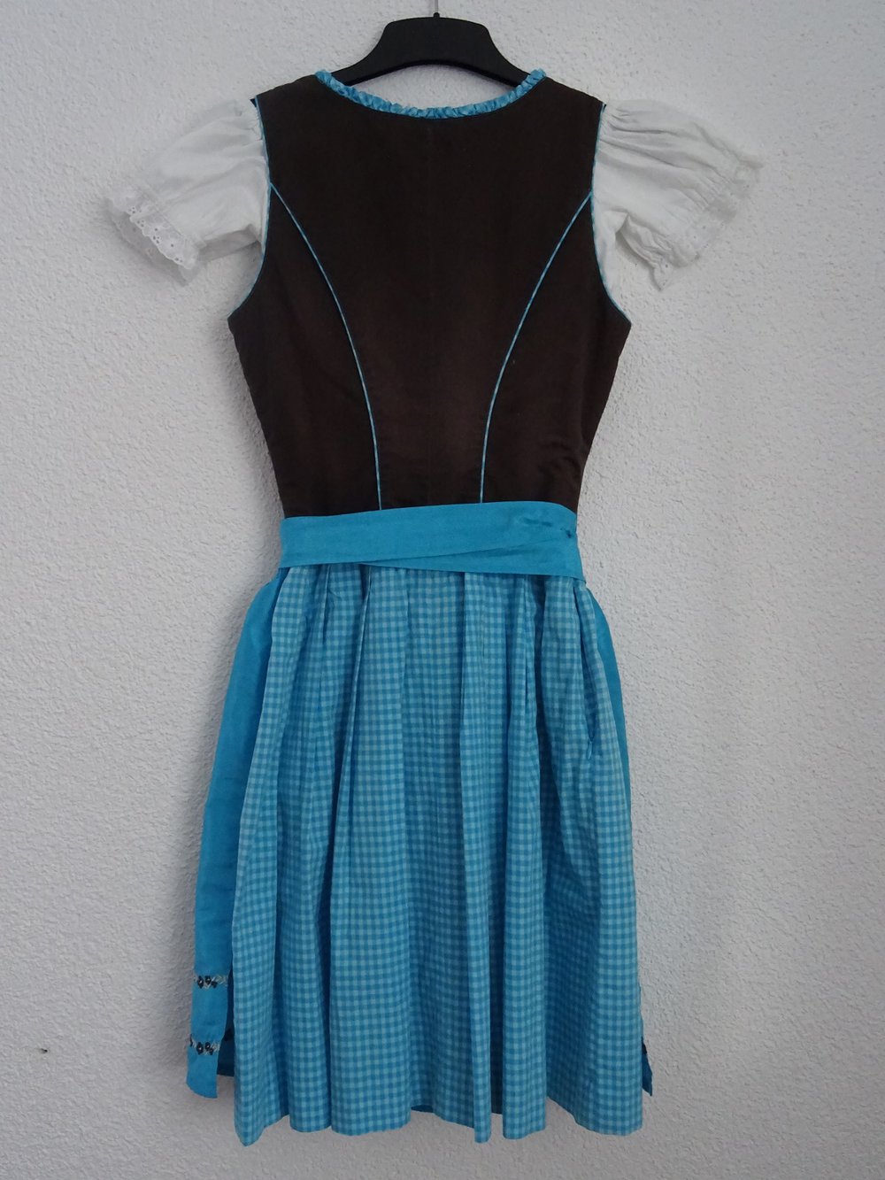 Mini-Dirndl Spieth & Wensky Gr. 32 XS braun türkis Carmen-Bluse
