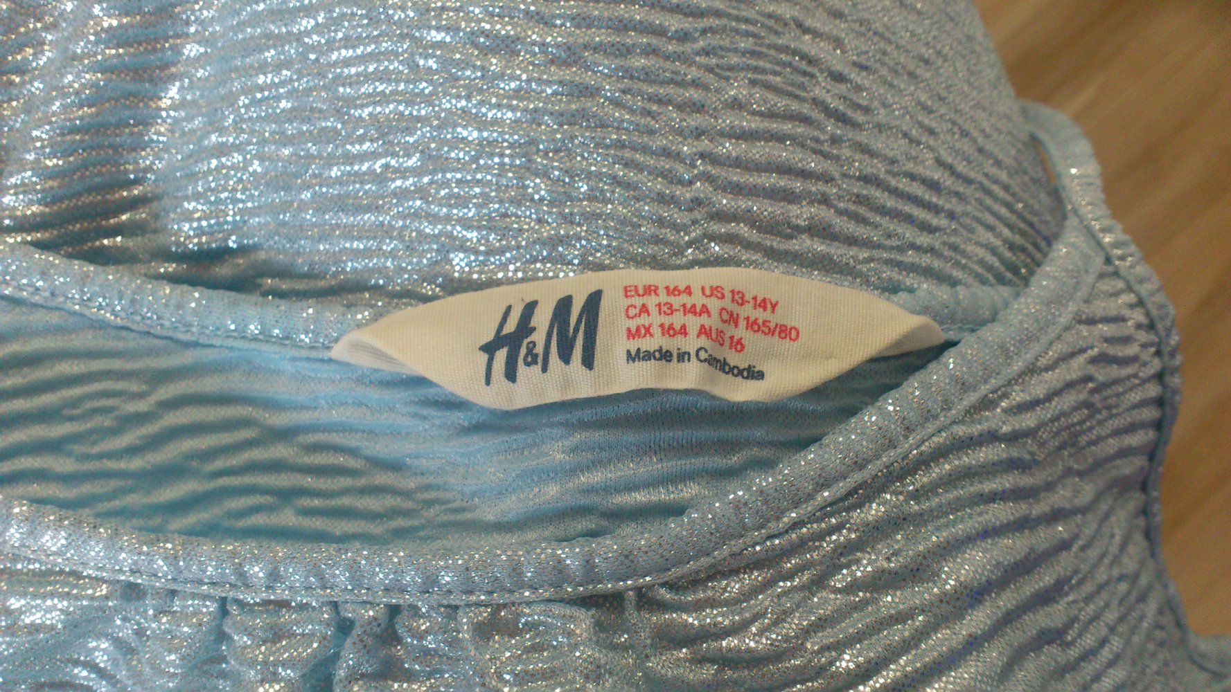 Kleid hellblau silber 34/36 H&M Sommer Kinder Größe 164