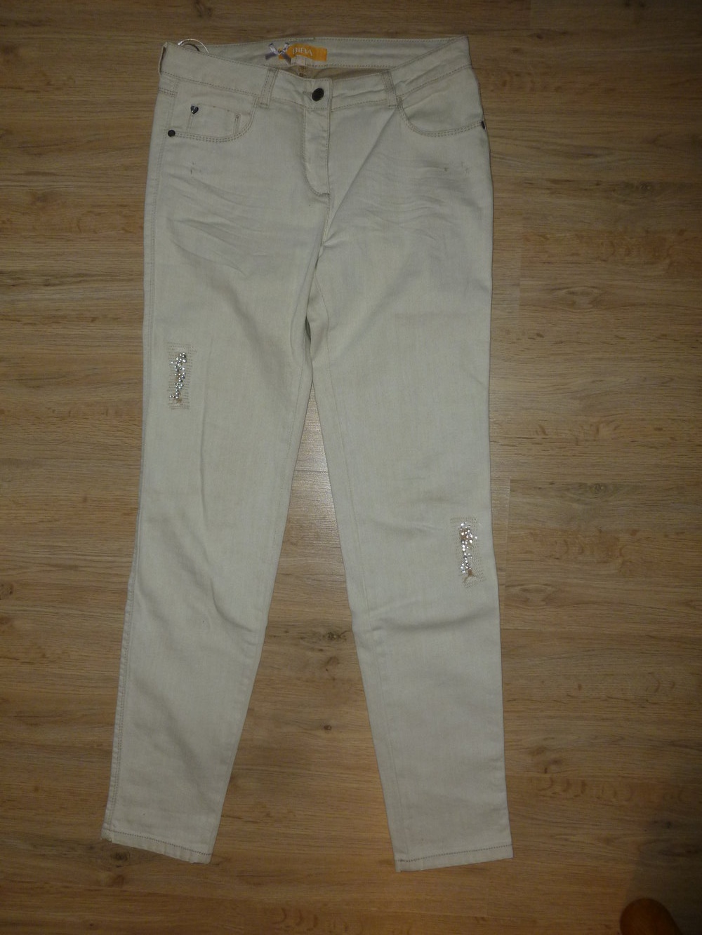 Hose Jeans beige Biba Crisca Pailletten