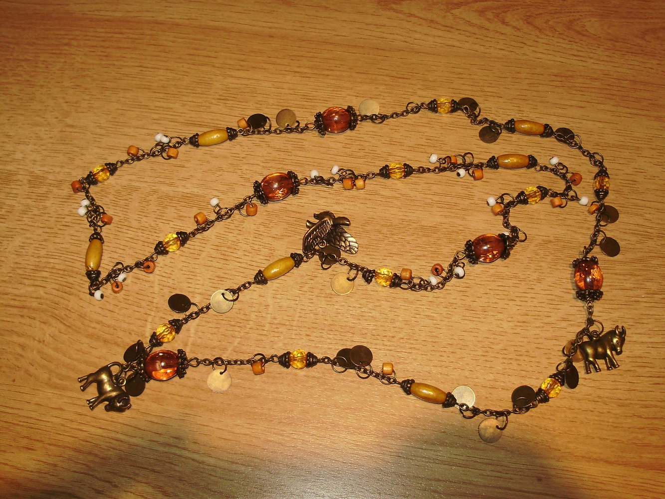 Kette lang ausgefallen romantisch braun bronzefarben NEU