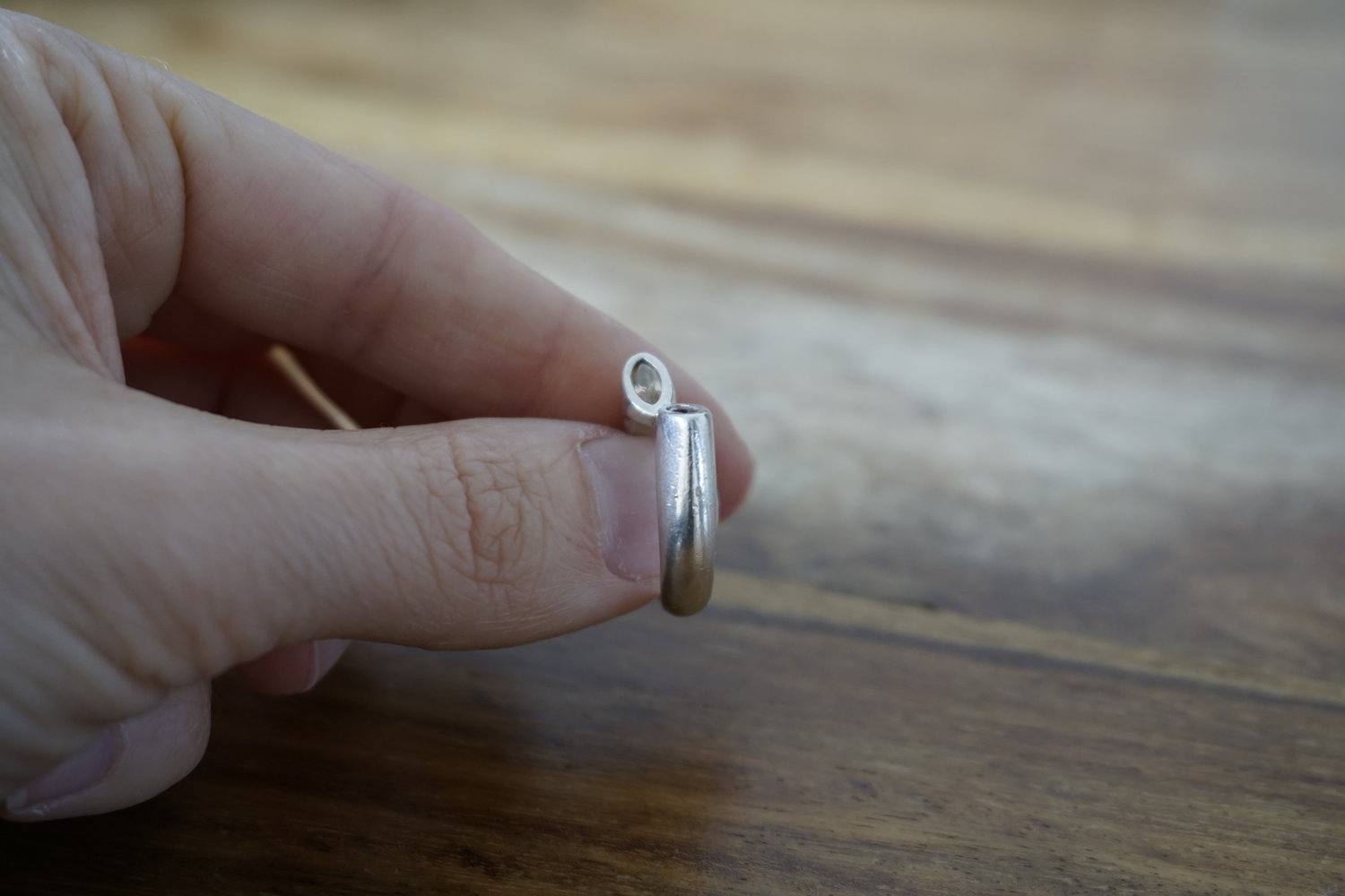 schöner Ring 925 silber mit Echtstein braun beige 56/57