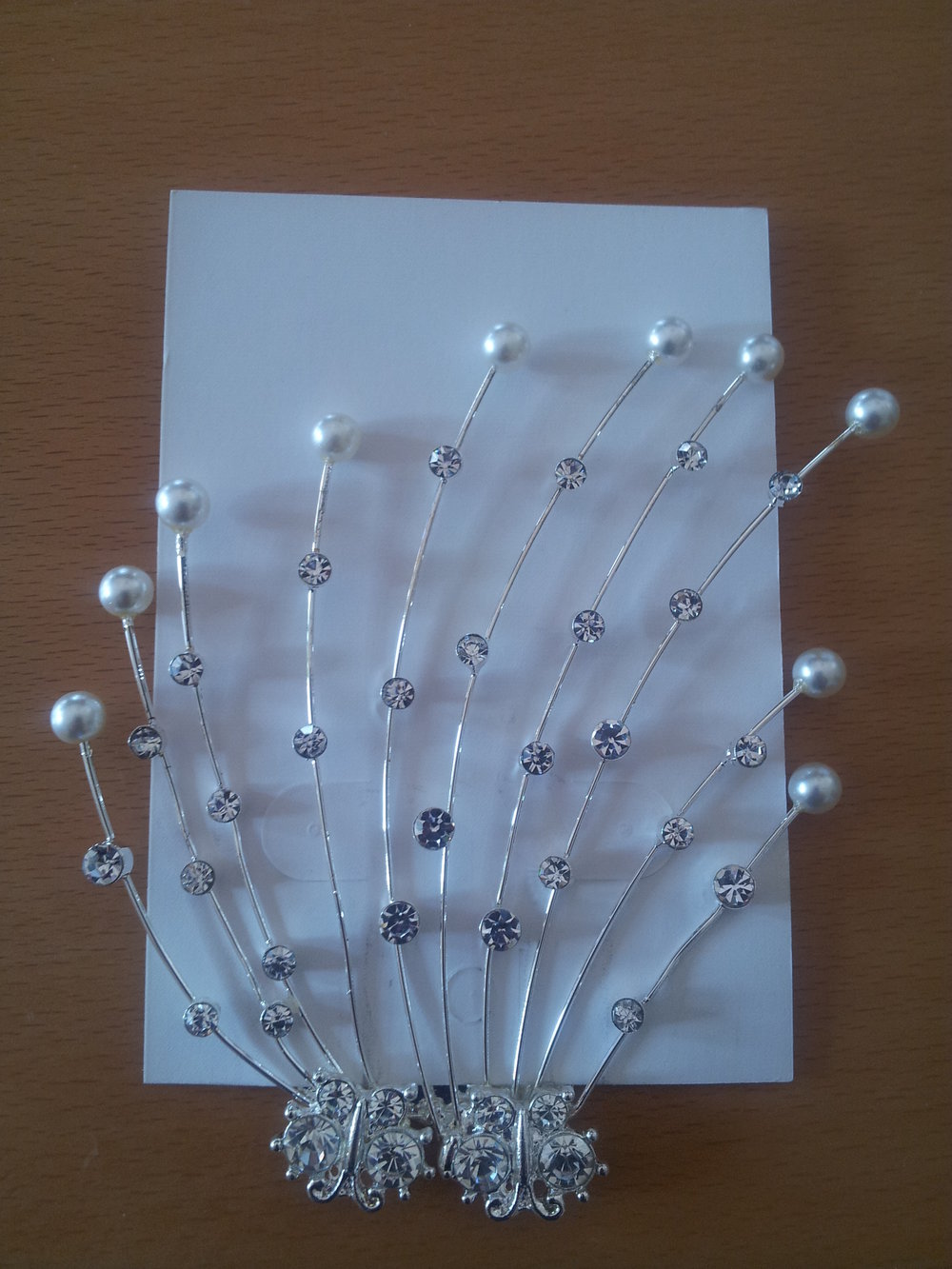 Neu: Haarspange, Strass Steine, Perlen, Silber