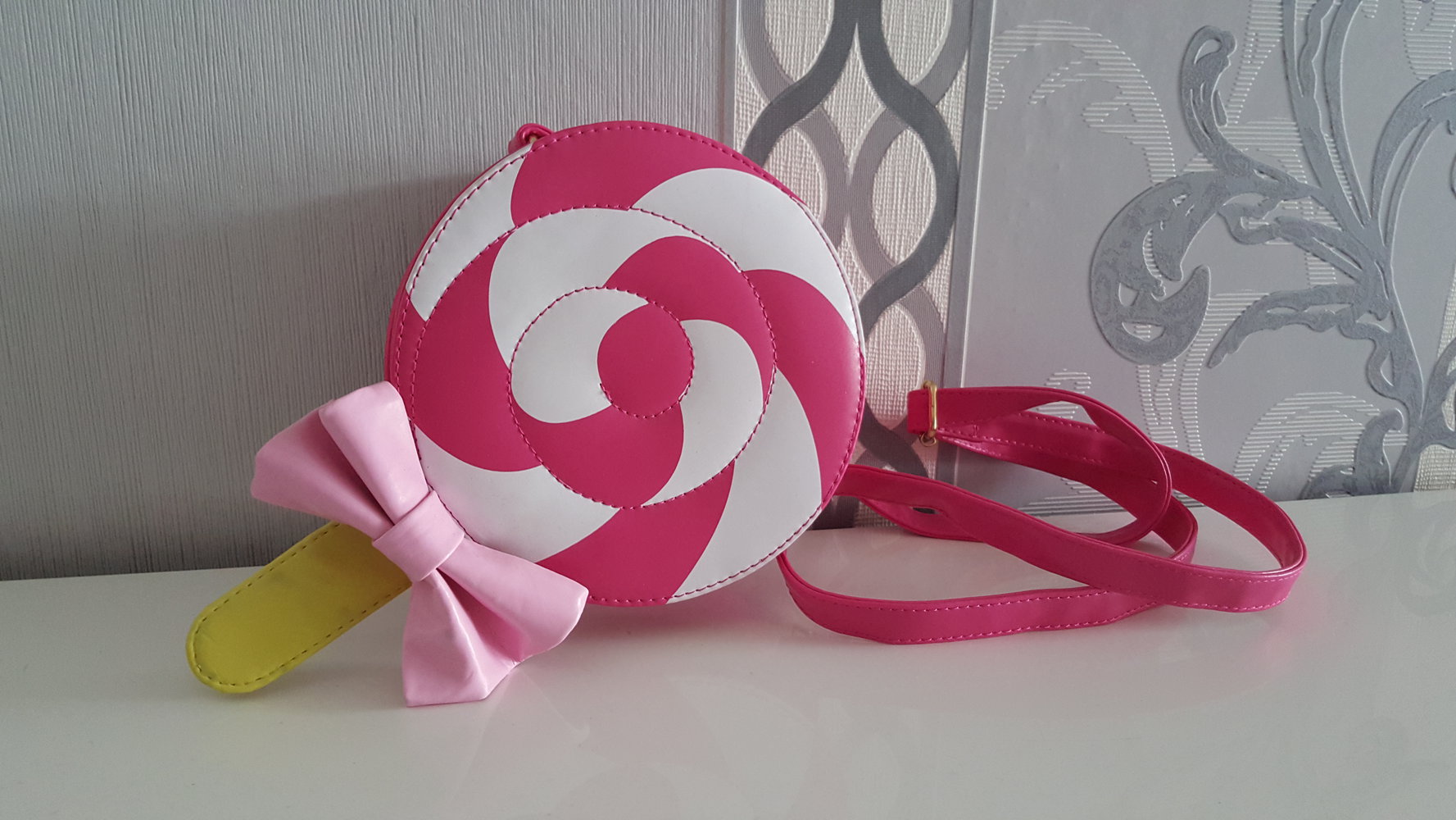 Lolita Accessoires Lollipop Tasche Süß Schleife Cosplay Pink Weiß Rosa