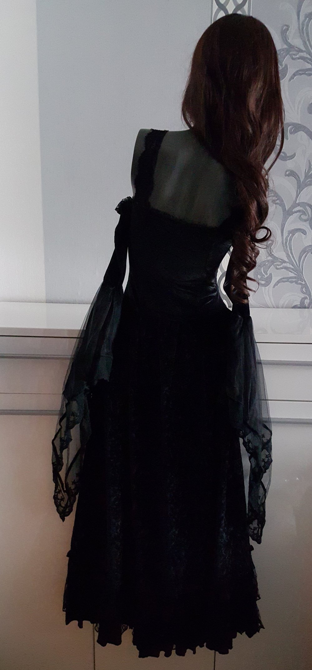 Gothic Mittelalter Kleid Spitzen Muster Cosplay ausgez. M 38 evtl. auch S 36 und L 40 da dehnbar