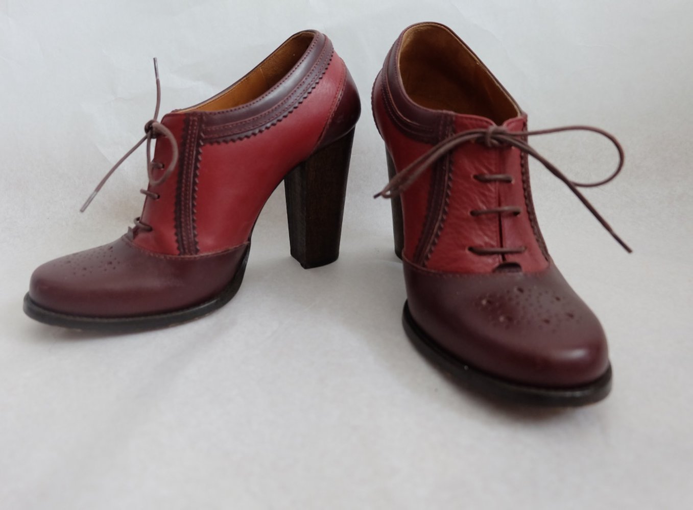 Paul Smith Red Harlow Damen Pumps mit Block Absatz aus Leder Rot / Braun in 38,5