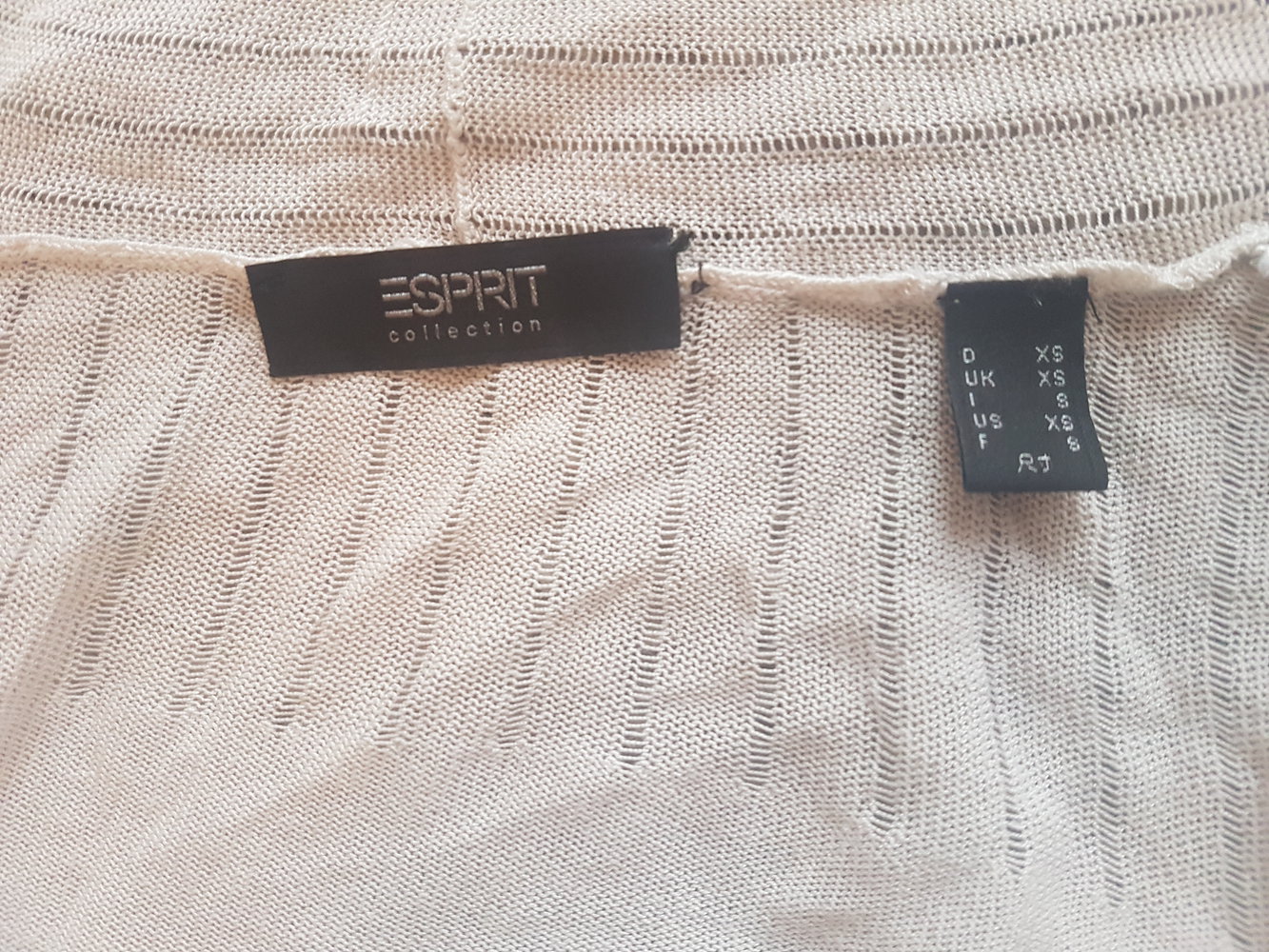 Edle Esprit Sitrickjacke Long Cardigan Beige Nude XS S 34 36