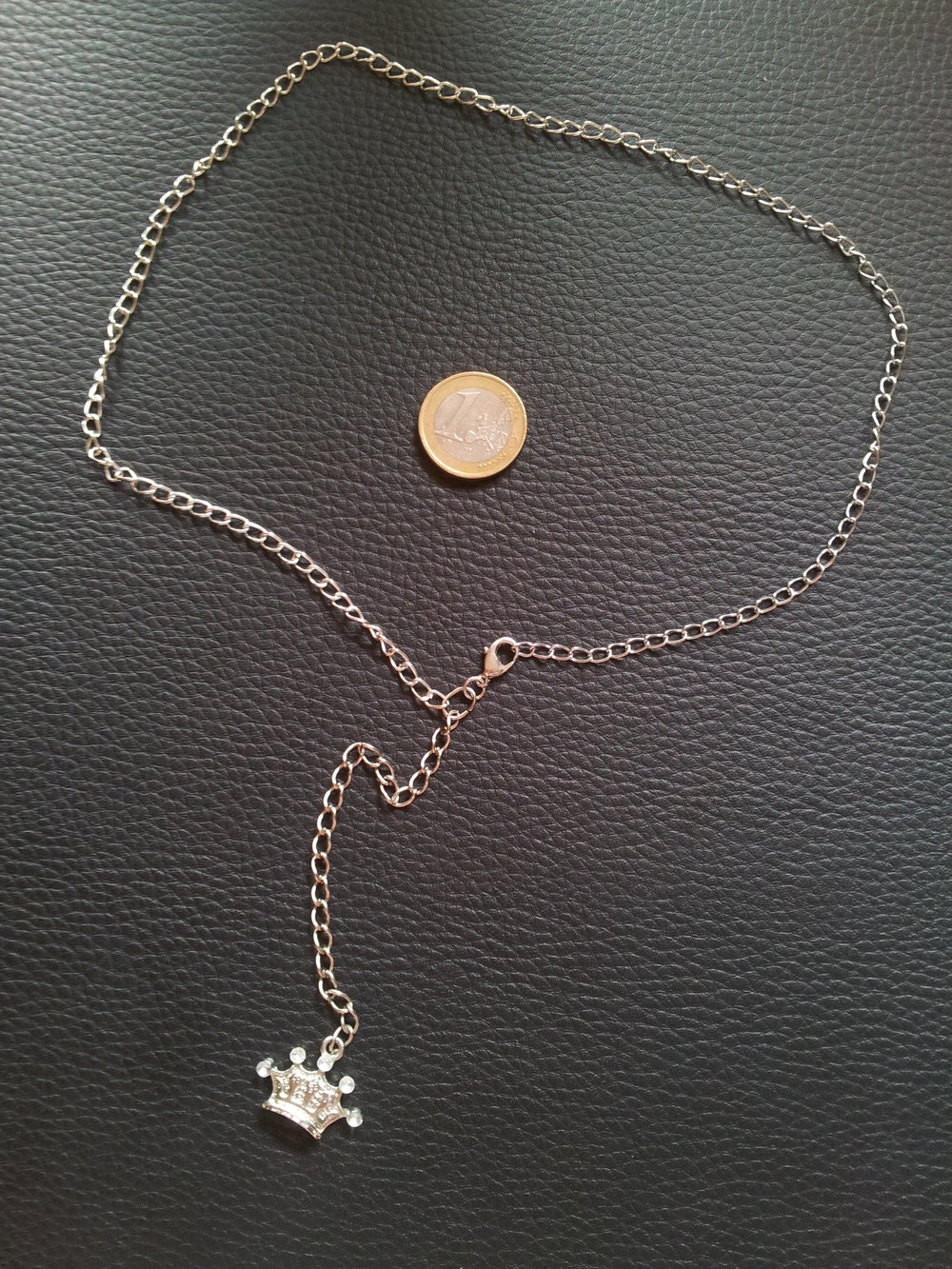  Modeschmuck Dekoltee Kette silber Krone Steinchen NEU 