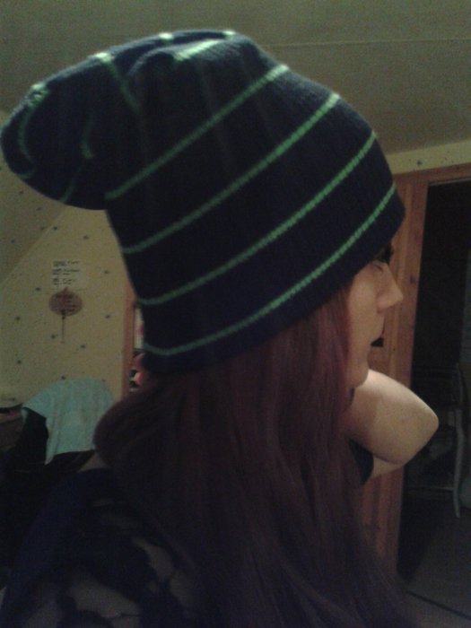 Mütze schwarz neongrün gestreift New Yorker