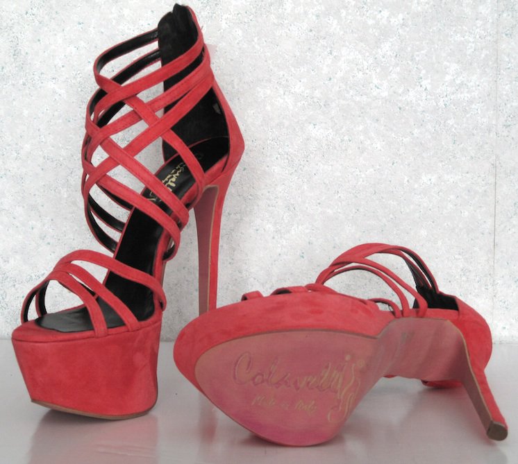 Sexy Plateau Sandalette Highheels Gr. 39 in koralle neu