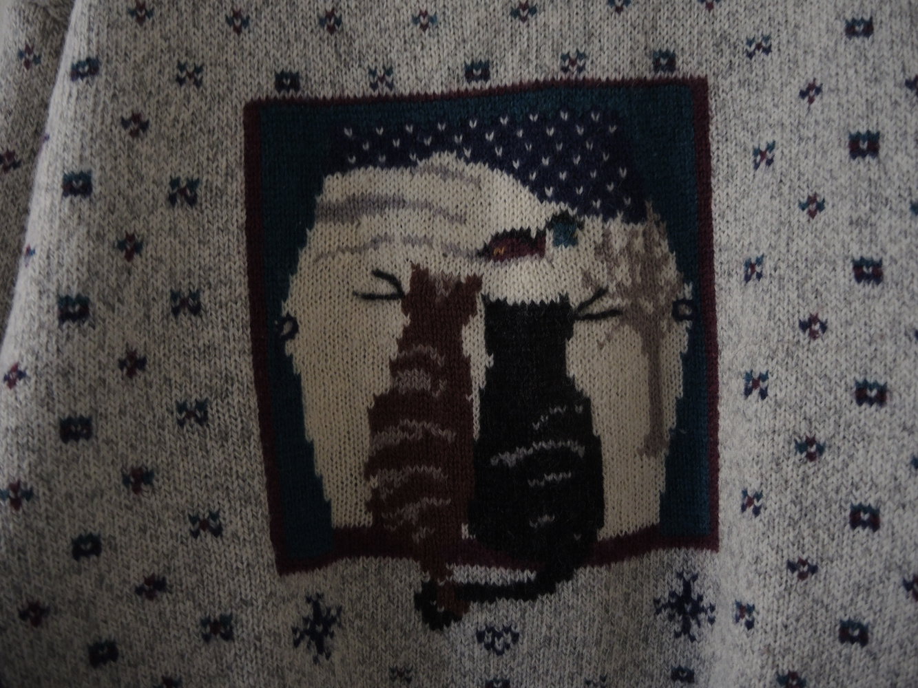 Vintage Woolrich College Katzen Norweger Pulli Pullover