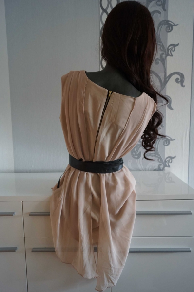 Elegante beige Bluse hinten mit Reißverschluss XL L 40