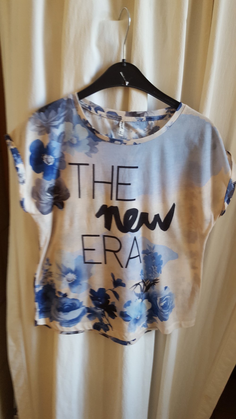 Blumen Shirt in blau und beige Gr. M, Gr 42 von Stradivarius