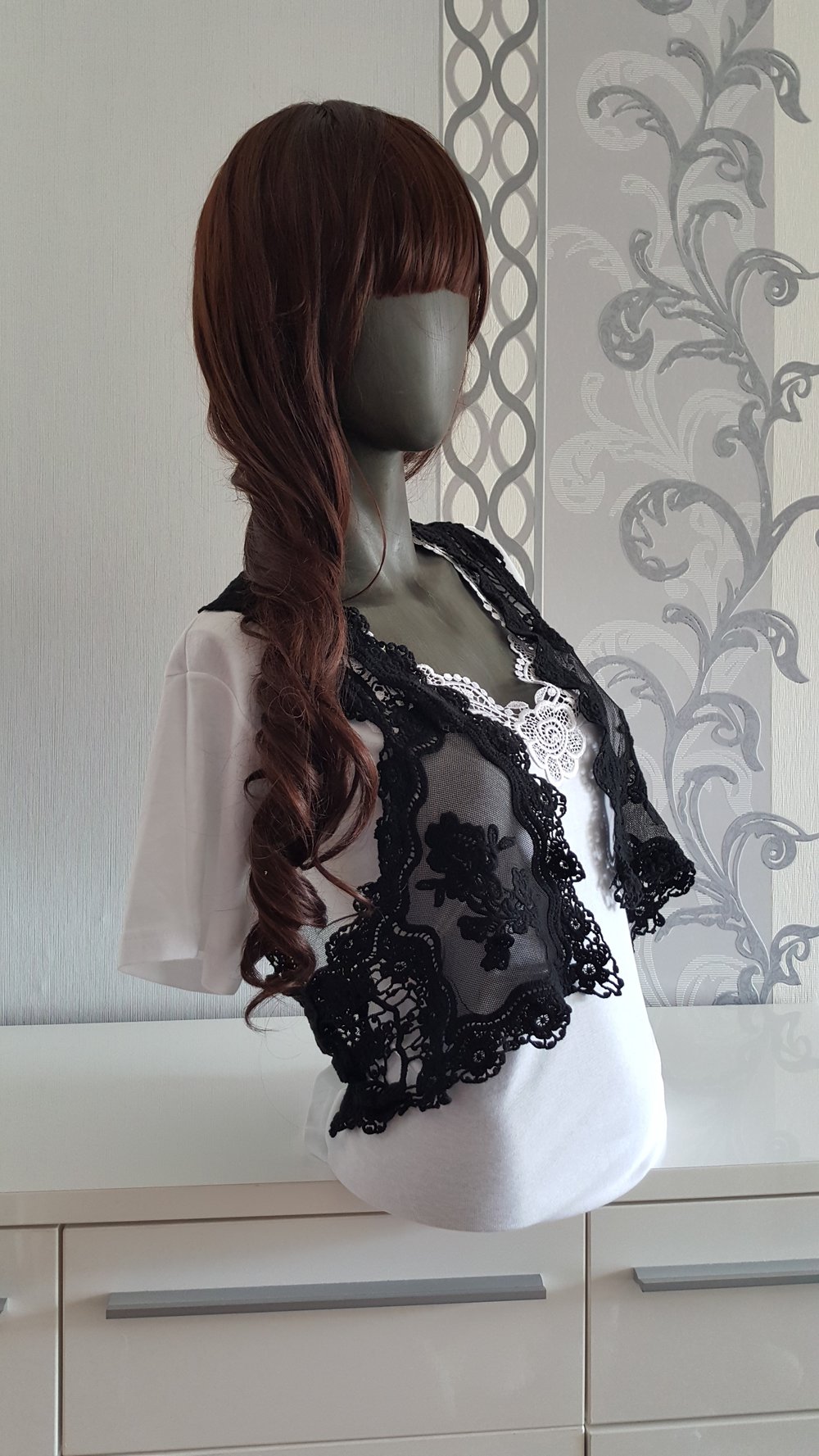 Spitzen Weste schwarz Hippie XL auch L 40 42 44