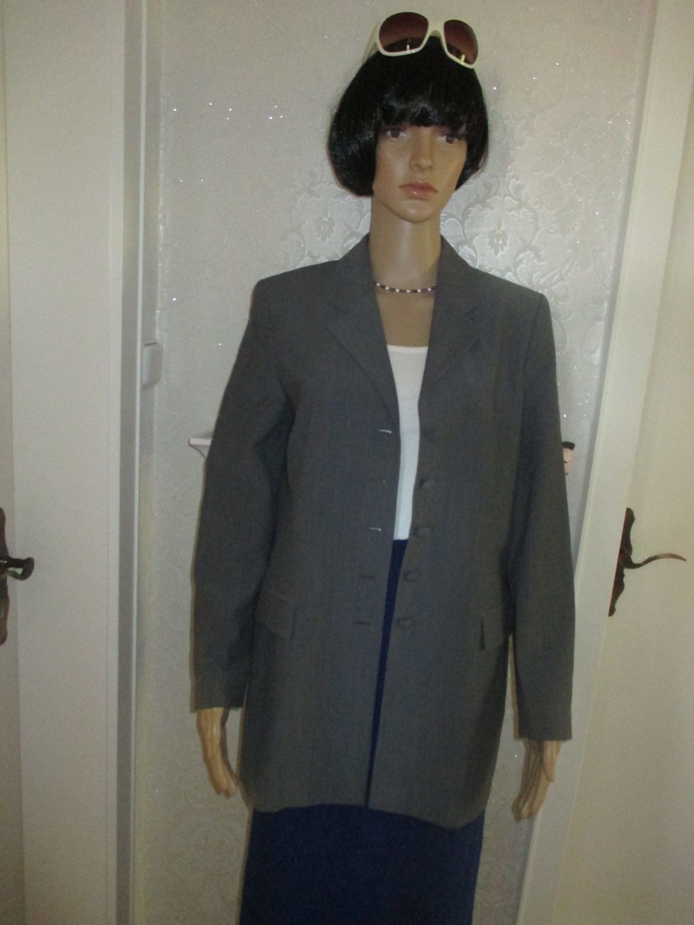 NEU Vintage Schurwolle Anzug Kostüm Long Boyfriend- Style Blazer Mini- Kurz- Mantel 