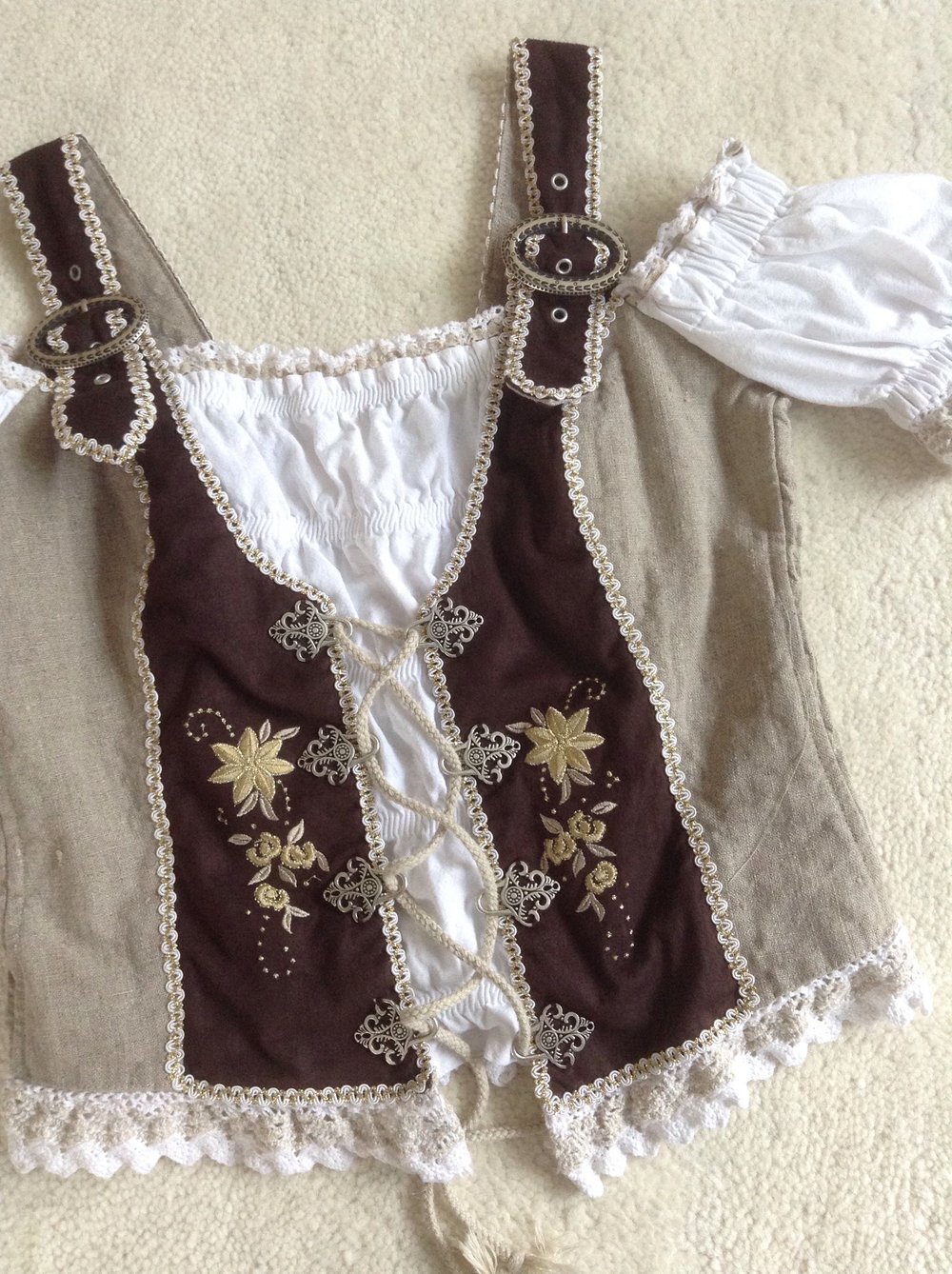 Trachtenoberteil / Oktoberfest / Natur-braun / Gr. 38 / Fuchs Trachtenmoden