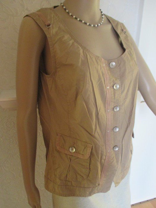 NEU Ärmellose Bluse Weste im Safari- Style 