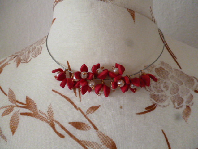 Blüten Kette Perlen handmade neu